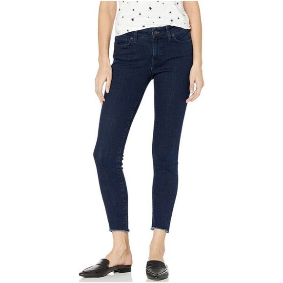 Mavi Denim - Mavi Adrianna Ankle Mid Rise Super Skinny Raw Hem Jeans Size 25 Dark Wash